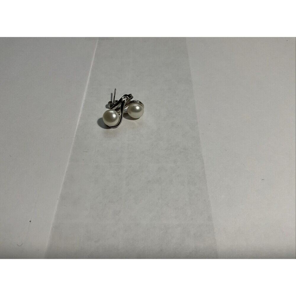 Vintage Sterling Silver And Pearl Stud Earrings Signed Cp 925 S